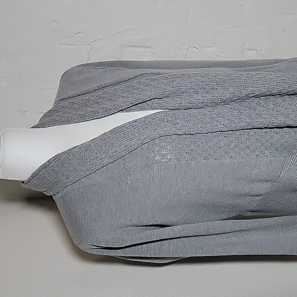 Karen Scott Cardigan Sweater Open Front Waterfall Longsleeve Drape Ruffle Grey S - Picture 9 of 14